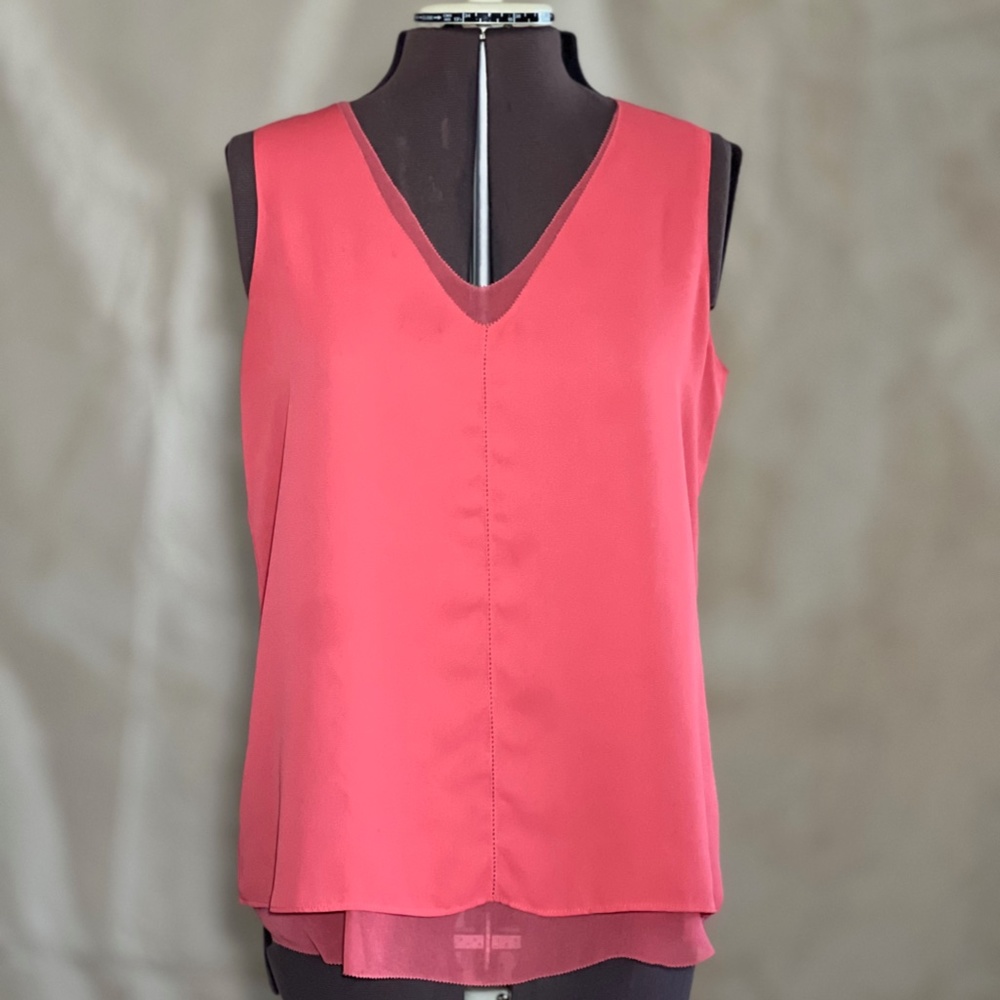 Pink Rose & Olive Sleeveless Blouse